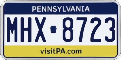 PA license plate MHX8723