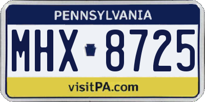 PA license plate MHX8725