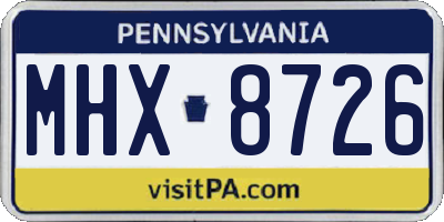 PA license plate MHX8726
