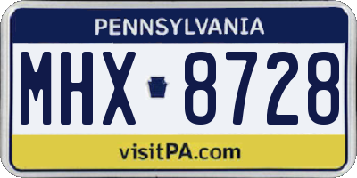 PA license plate MHX8728