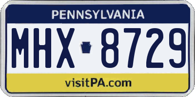 PA license plate MHX8729
