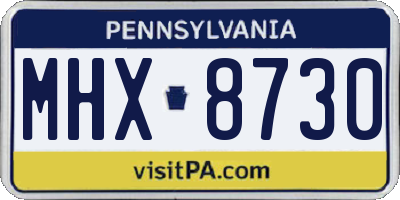 PA license plate MHX8730