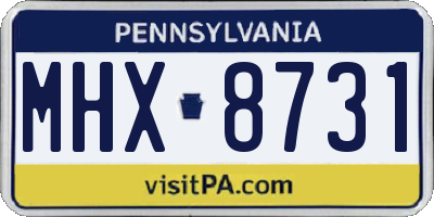PA license plate MHX8731