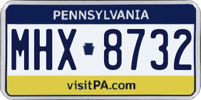 PA license plate MHX8732
