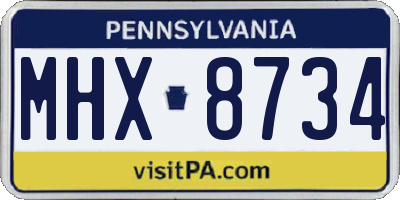 PA license plate MHX8734