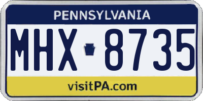 PA license plate MHX8735
