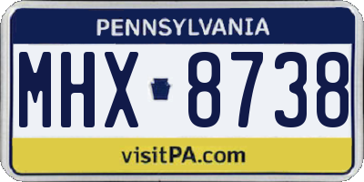 PA license plate MHX8738