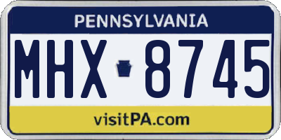 PA license plate MHX8745