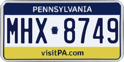 PA license plate MHX8749