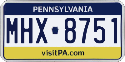 PA license plate MHX8751