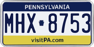 PA license plate MHX8753