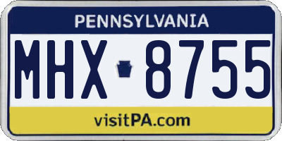 PA license plate MHX8755