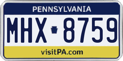 PA license plate MHX8759