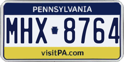 PA license plate MHX8764