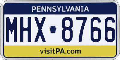 PA license plate MHX8766