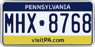 PA license plate MHX8768