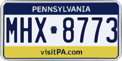 PA license plate MHX8773