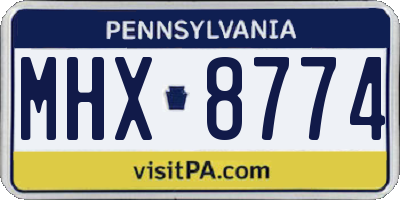 PA license plate MHX8774