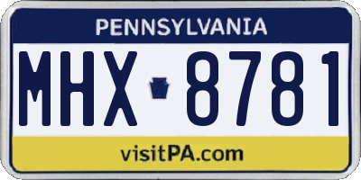 PA license plate MHX8781