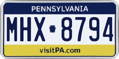 PA license plate MHX8794