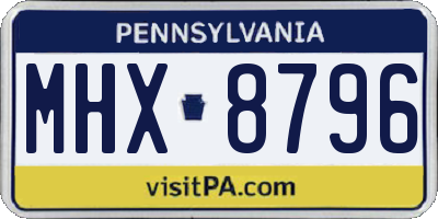 PA license plate MHX8796
