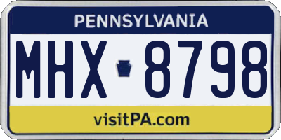 PA license plate MHX8798