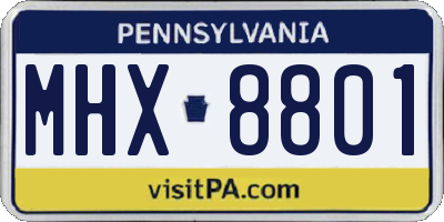 PA license plate MHX8801