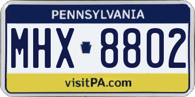 PA license plate MHX8802