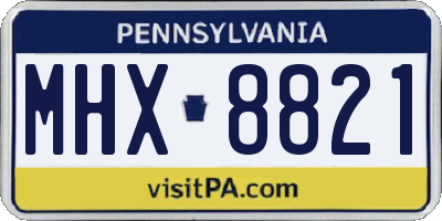 PA license plate MHX8821