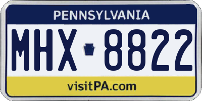 PA license plate MHX8822