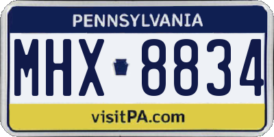 PA license plate MHX8834