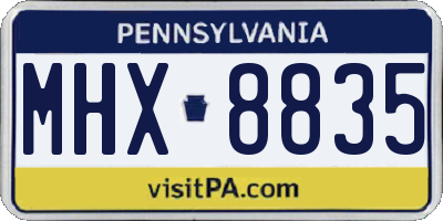 PA license plate MHX8835