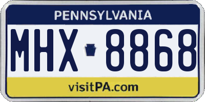 PA license plate MHX8868