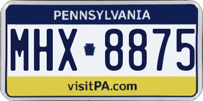 PA license plate MHX8875