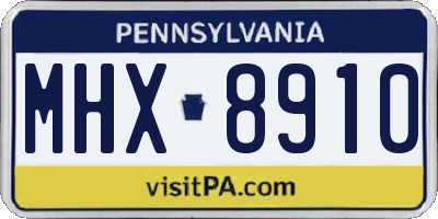 PA license plate MHX8910