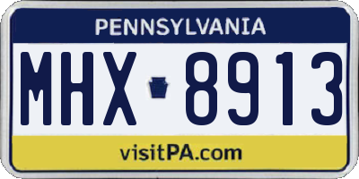 PA license plate MHX8913