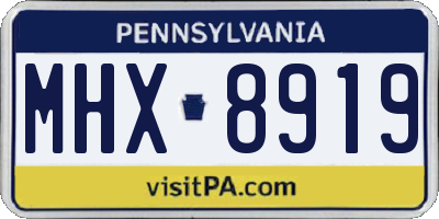 PA license plate MHX8919