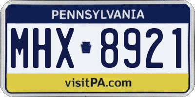 PA license plate MHX8921