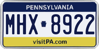 PA license plate MHX8922