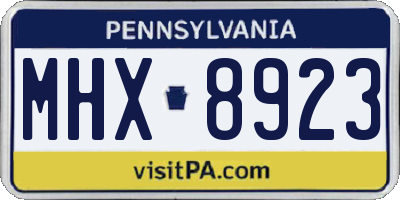 PA license plate MHX8923