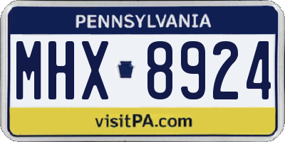 PA license plate MHX8924