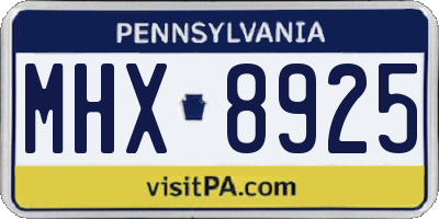 PA license plate MHX8925