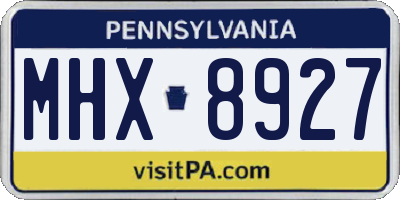 PA license plate MHX8927