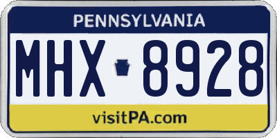 PA license plate MHX8928