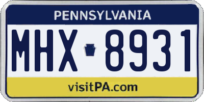 PA license plate MHX8931