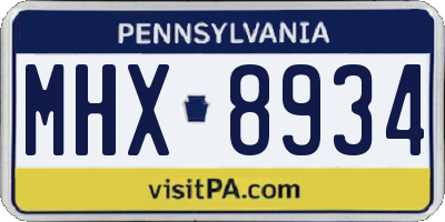 PA license plate MHX8934