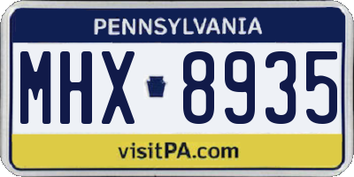 PA license plate MHX8935