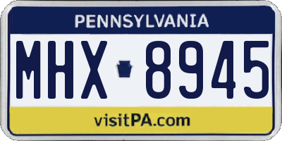 PA license plate MHX8945
