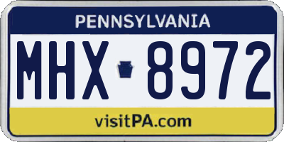 PA license plate MHX8972