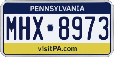 PA license plate MHX8973